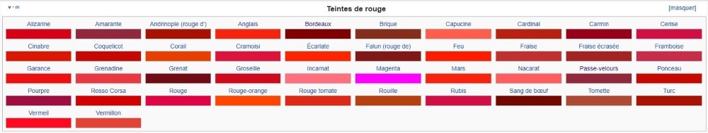 Palette de rouge